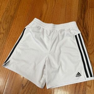 White soccer Adidas shorts